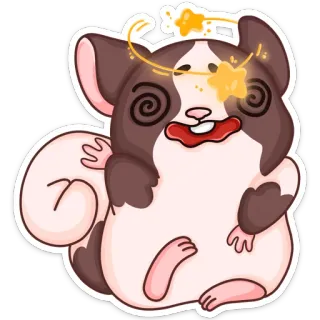 🤪 햄스터, 만화, 어지러움, 별, 귀여운, 동물, 설치류 telegram sticker