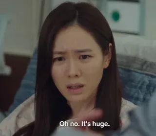😨 Oh no. It's huge. reaction, woman, concerned, expression telegram sticker