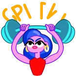 💪 SPLIT! ejercicio, levantamiento de pesas, split, fitness, dibujos animados, mujer telegram sticker