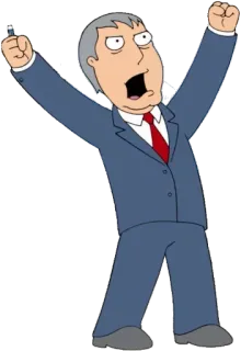 😜 Mayor West Family Guy 市长, 西部, 家庭友善, 卡通, 动画, 兴奋的 telegram sticker