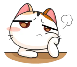 🙇 gato, desapontado, triste, infeliz, fofo, desenho animado, adesivo, emoji telegram sticker