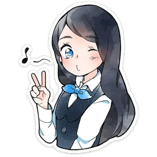 ✌️ Anime, Meisje, Leuk, Kawaii, Vredesteken telegram sticker