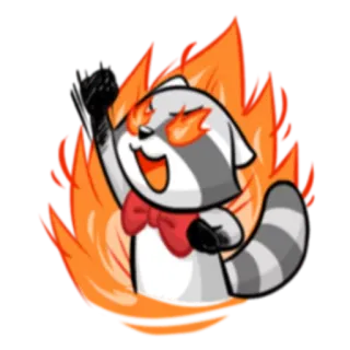 😤 енот, огонь, мультфильм, злой, взволнованный, восторженный telegram sticker