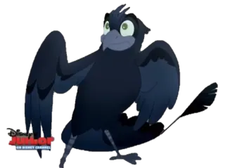 😐 Dessin animé, Oiseau, Corbeau, Disney Junior telegram sticker