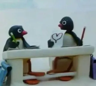 ❤ Pingu cartone animato, pinguino, aula, cuore, scrittura whatsapp sticker