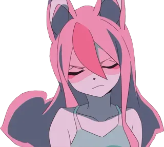 😤 anime, ragazza, capelli rosa, antro, carina, ragazza volpe telegram sticker