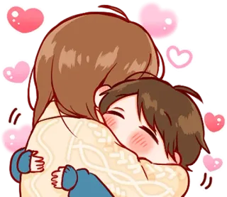 🤗 Abbraccio, Amore, Cuori, Cartoni animati, Affetto, Carino telegram sticker