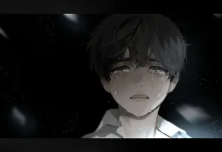 😭 triste, chorando, menino, anime, lágrimas, emocional, solitário telegram sticker