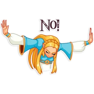 🙅‍♀️ Zelda Legend of Zelda No! зельда, принцесса, нет, видеоигра, nintendo telegram sticker
