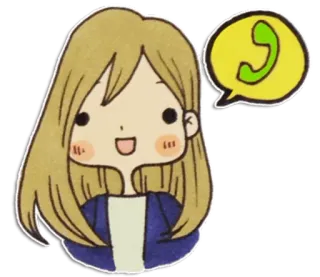 📞 Cartoon, Anruf, Frau, Illustration, Sticker whatsapp sticker