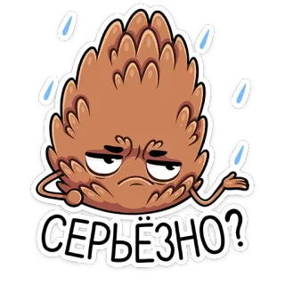😒 СЕРЬЁЗНО? шишка, вопрос, выражение, русский, стикер, серьезно telegram sticker
