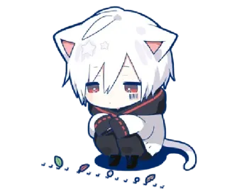 🙁 anime, cat, kawaii, chibi, cute whatsapp sticker