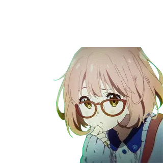 😚 anime, girl, glasses, cute, character, thinking whatsapp sticker