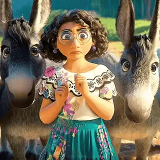 😶 Mirabel Madrigal Encanto Мирабель Мадригаль, Энканто, Дисней, Мультфильм, Фильм, Осел telegram sticker