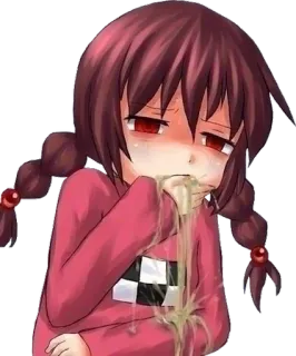 🤢 anime, vomit, sick, kawaii, cartoon, illustration telegram sticker