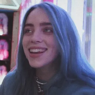 💧 Billie Eilish บิลลี ไอลิช, นักร้อง, ผมสีฟ้า, ป็อปสตาร์, นักดนตรี, ภาพเหมือน telegram sticker