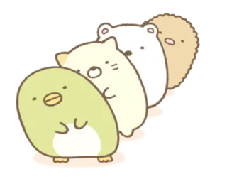 🙃 Sumikko Gurashi, น่ารัก, คาวาอิ, กลุ่ม, สัตว์, ตัวละคร, San-X telegram sticker