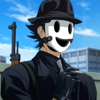 🚬 anime, gun, cigarette, mask, suit, character telegram sticker