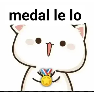 😋 medal le lo gato, medalla, lindo, dibujos animados, premio whatsapp sticker
