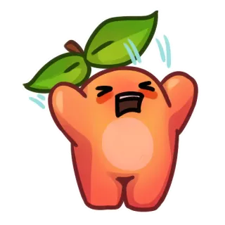 😫 peach, fruit, cartoon, sticker, kawaii, cute, panic, scared telegram sticker