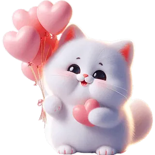 🩷 kucing, hati, balon, imut, kawaii, stiker telegram sticker