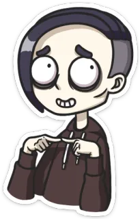 😏 アニメ, キャラクター, パーカー, 緊張, 可愛い, デジタルアート telegram sticker