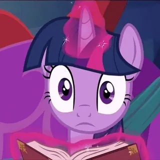 ❤️ Twilight Sparkle My Little Pony Pony, Magie, Lesen, Cartoon, Lila, Animiert, Glitzer, Buch telegram sticker