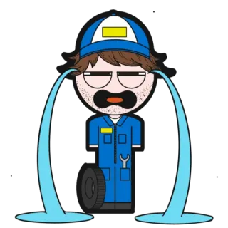 😭 mecânico, chorando, triste, desenho animado, choroso, automotivo telegram sticker