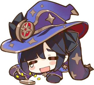 ☺️ Mona Genshin Impact 모나, 원신, 애니메이션, 비디오 게임 캐릭터, 마법사, 점성술사, 귀여운 telegram sticker