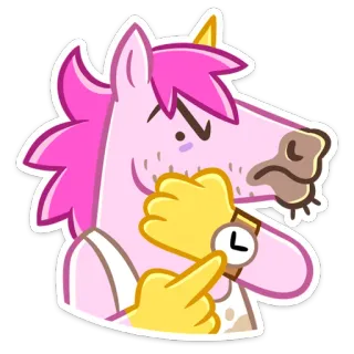 ⏱ unicórnio, tempo, relógio, rosa, cavalo, animal, desenho animado whatsapp sticker