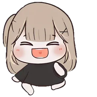 🐼 Gadis anime, Chibi, Imut, Kartun, Kawaii, Tersenyum, Senang telegram sticker