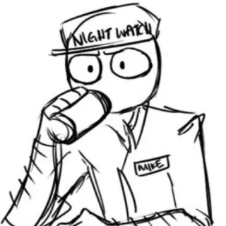 🍵 NIGHT WATCH beveiliger, nachtdienst, tekening, schets telegram sticker