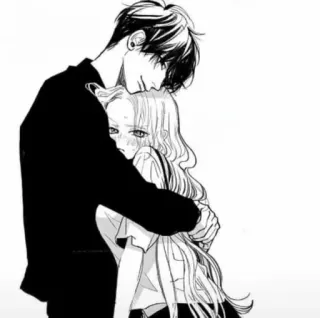 🌟 anime, manga, couple, hug, love, romance, embrace telegram sticker