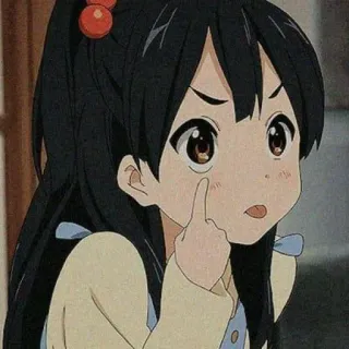 🙃 Anime, Chica, Dedo corazón, Gesto ofensivo, Dibujo animado telegram sticker