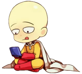 😋 Saitama One-Punch Man Аниме, Манга, Сайтама, Ванпанчмен, Персонаж, Мультфильм, Чиби whatsapp sticker