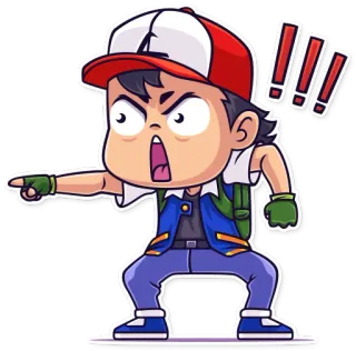 😡 Ash Ketchum Pokemon покемон, Эш Кетчум, аниме, мультфильм, стикер telegram sticker