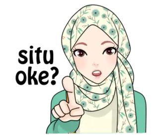 👇 hiyab, mujer, dibujos animados, islámico, musulmán, apuntando telegram sticker