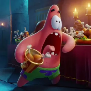 🐙 Patrick Star cartoon, SpongeBob SquarePants, Patrick, funny, scared, chicken telegram sticker