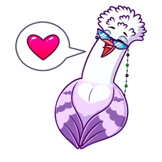 ❤️ птица, любовь, сердце, стикер, мультик, очки, милый telegram sticker