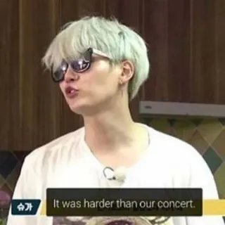 🍪 Suga It was harder than our concert. kpop, 가수, 음악, 연예인, 콘서트 telegram sticker