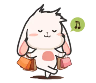 ⚪️ coniglio, shopping, borse, musica, felice, carino, rilassante telegram sticker