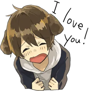 ❤️ I love You! cinta, anjing, anak anjing, imut, menggemaskan, anime, kartun telegram sticker
