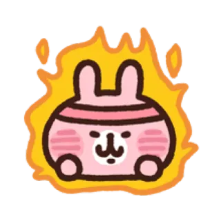 💪 Hase, Feuer, süß, Tier, kawaii, Cartoon telegram sticker