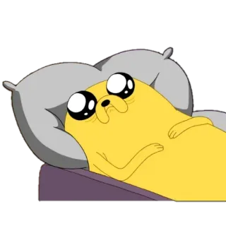 😞 Jake Adventure Time Cartoon, Hund, Adventure Time, liegend, süß, gelb telegram sticker
