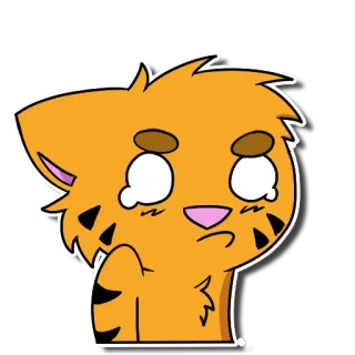 😢 gato, triste, chorando, desenho animado, laranja, emoção telegram sticker