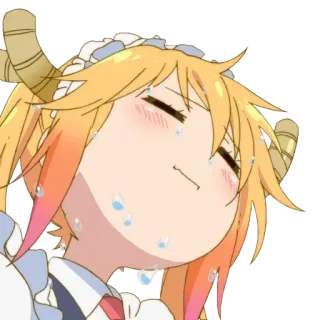 😰 Tohru Miss Kobayashi's Dragon Maid Аниме, Дракон, Горничная, Пот, Тору, Дракон-горничная мисс Кобаяси, Мультфильм, Выражение telegram sticker
