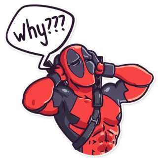 😖 Deadpool why??? Deadpool, Marvel, superhero, comic, funny, question, sticker telegram sticker