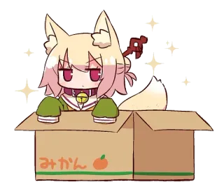 😐 みかん Anime, Fille Renard, Boîte, Mignon, Kawaii telegram sticker
