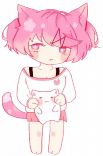 💕 Natsuki Doki Doki Literature Club! Anime, Różowy, Słodki, Kocica, Kawaii telegram sticker