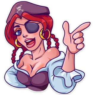👉 pirat, frau, cartoon, augenklappe, mädchen, weiblich, figur telegram sticker